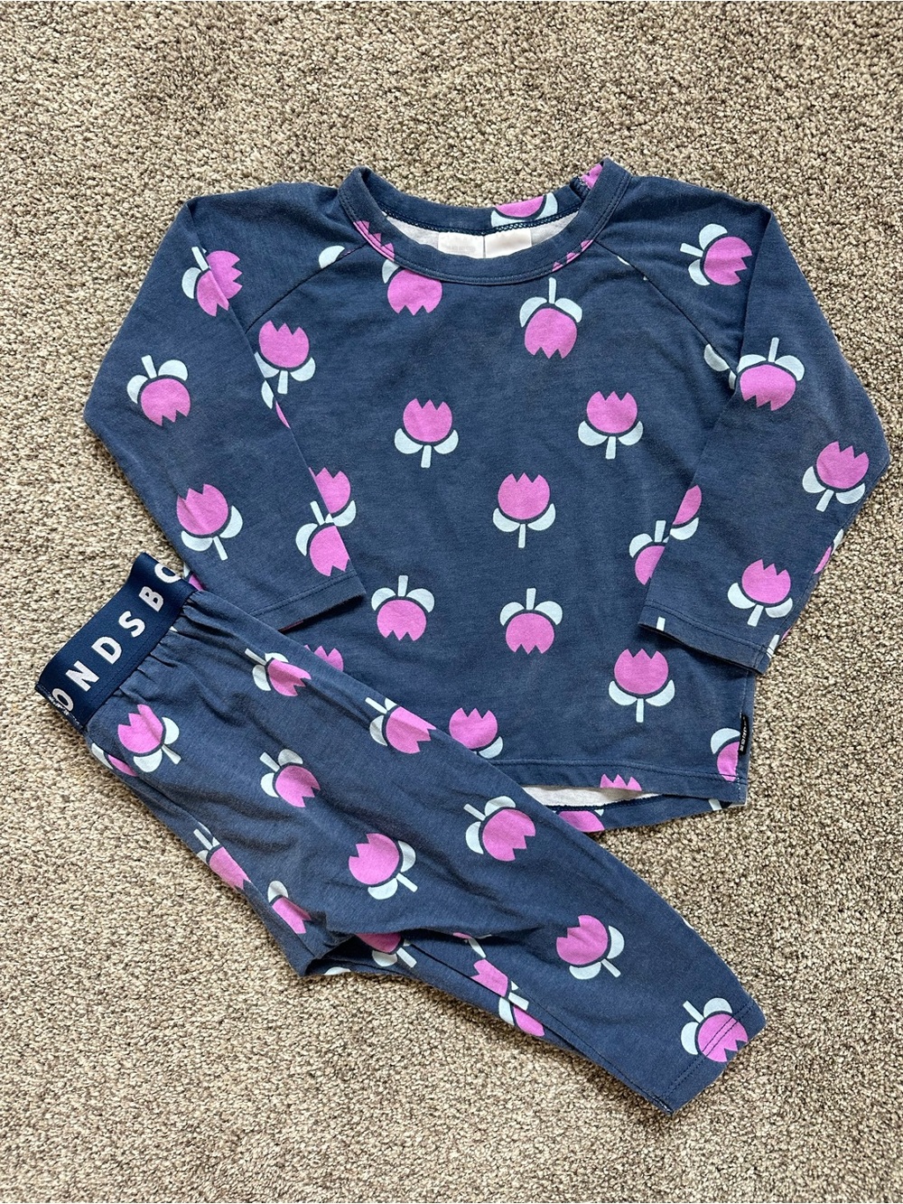 Bonds Navy and Pink Tulip Print Kids Pajama Set